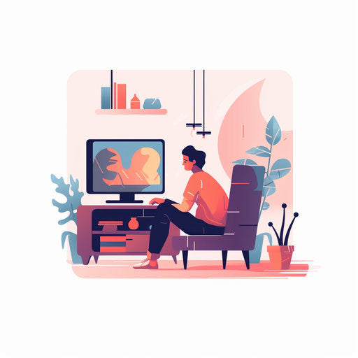 Watching Tv Clipart in Minimalist Art Style Art: High-Res 4K & Vector