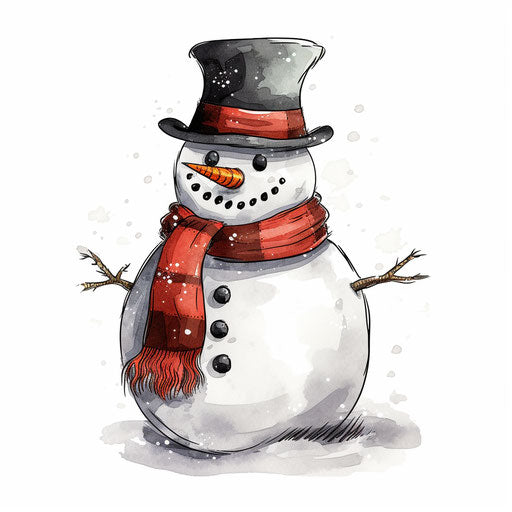 Chiaroscuro Art Styled Snowman Graphics: Vector, 4K