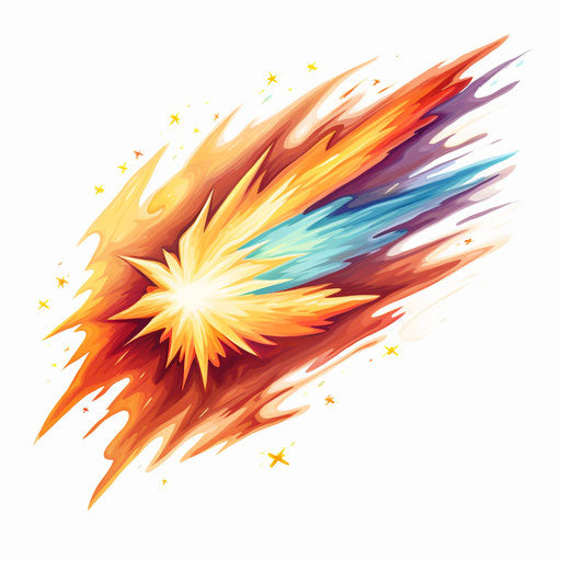 Shooting Star Clipart in Oil Painting Style: 4K Vector Clipart