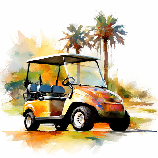 Impressionistic Art Styled Golf Cart Graphics: Vector, 4K