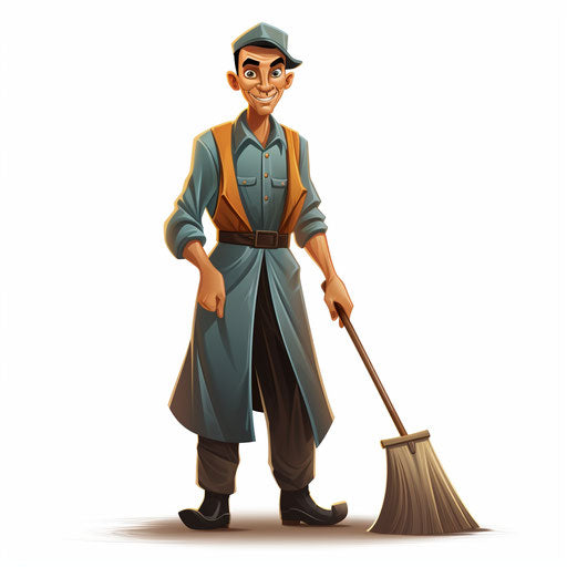 4K & Vector Janitor Clipart in Chiaroscuro Art Style