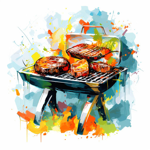 Impressionistic Art Style Grill Clipart: 4K Vector Art