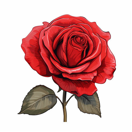 Red Rose Clipart in Minimalist Art Style: HD Vector, 4K