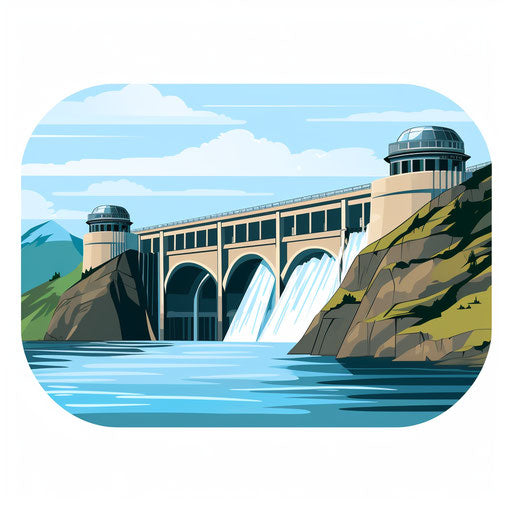 Dam Clipart in Minimalist Art Style: 4K Vector & Stencils