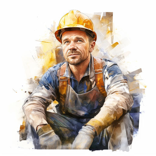 4K Construction Worker Clipart in Oil Painting Style: Vector & SVG