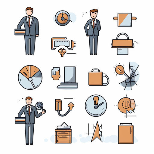 High-Res 4K Business Clipart in Minimalist Art Style