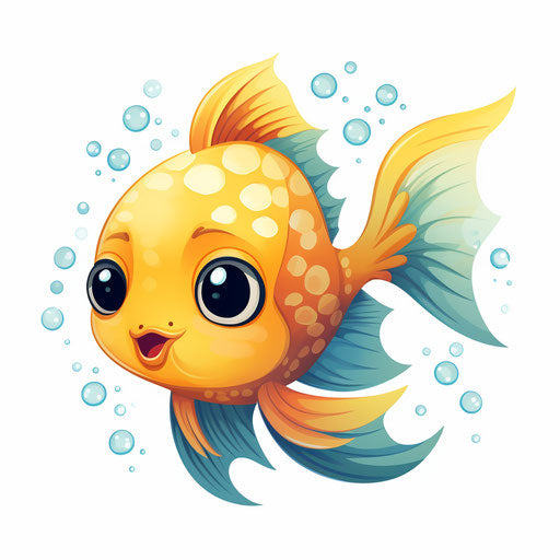 Cute Fish Clipart in Chiaroscuro Art Style Art: High-Res 4K Vector