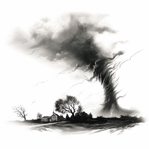 Tornado Clipart in Chiaroscuro Art Style: 4K & SVG