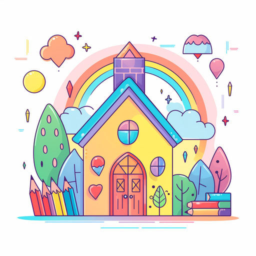 Kindergarten Clipart in Pastel Colors Art Style: Vector & 4K