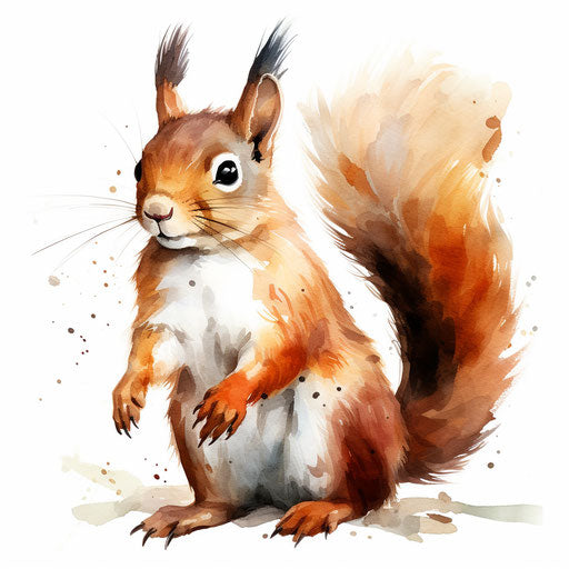 High-Res Squirrel Clipart in Oil Painting Style Art: 4K & Vector