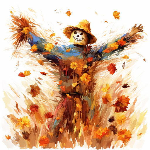 Impressionistic Art Style Scarecrow Graphics: High-Res 4K & Vector