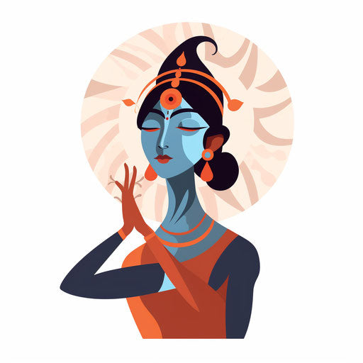 Krishna Clipart in Minimalist Art Style: 4K & SVG