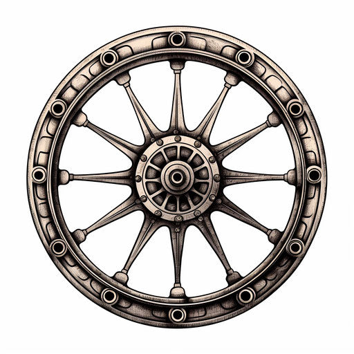 4K Wheel Clipart in Chiaroscuro Art Style: Vector & SVG