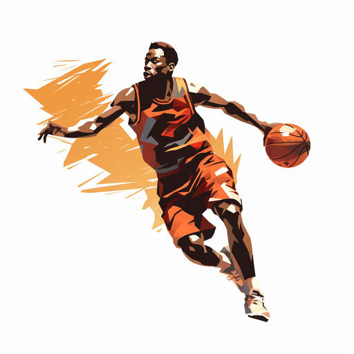 Playing Basketball Clipart in Chiaroscuro Art Style: 4K & SVG