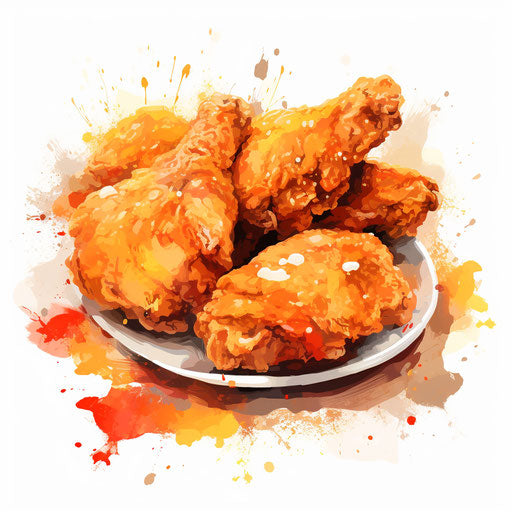 Fried Chicken Image in Impressionistic Art Style: Vector Clipart in 4K