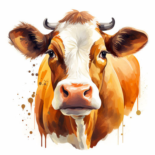 Cow Face Graphics in Oil Painting Style: 4K & Vector