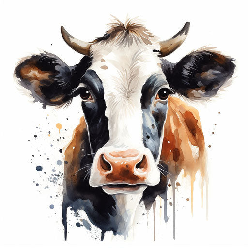 4K Vector Cow Face Clipart in Oil Painting Style