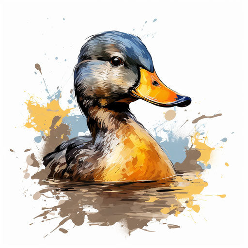 High-Res Duck Clipart in Oil Painting Style Art: 4K & Vector