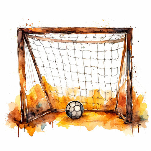 Soccer Goal Clipart in Oil Painting Style: HD Vector, 4K