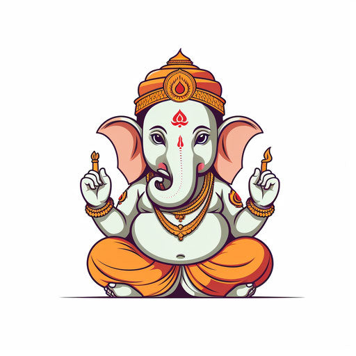 4K Vector Ganesh Clipart in Minimalist Art Style