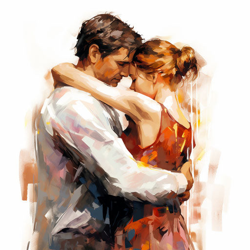 Hug Graphics in Oil Painting Style: 4K & Vector