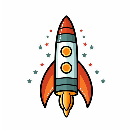 Minimalist Art Styled Rocket Ship Graphics: Vector, 4K
