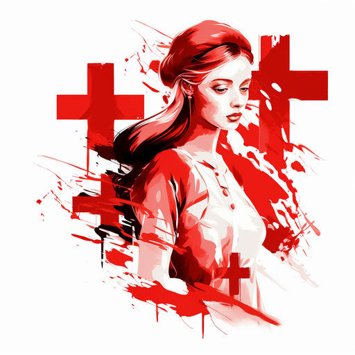 Red Cross Clipart in Chiaroscuro Art Style Art: High-Res 4K Vector