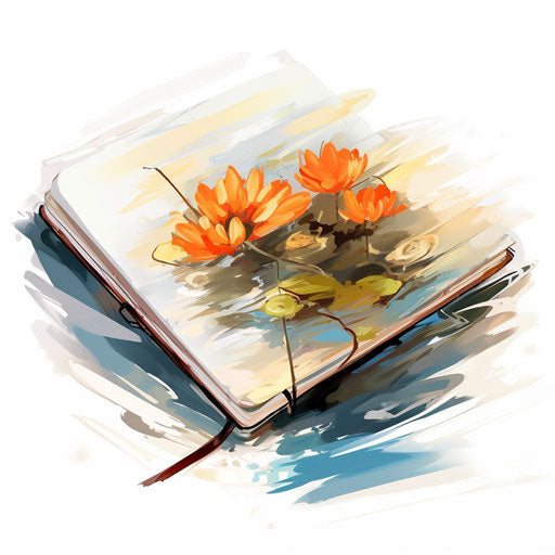 4K Vector Notebook Clipart in Oil Painting Style