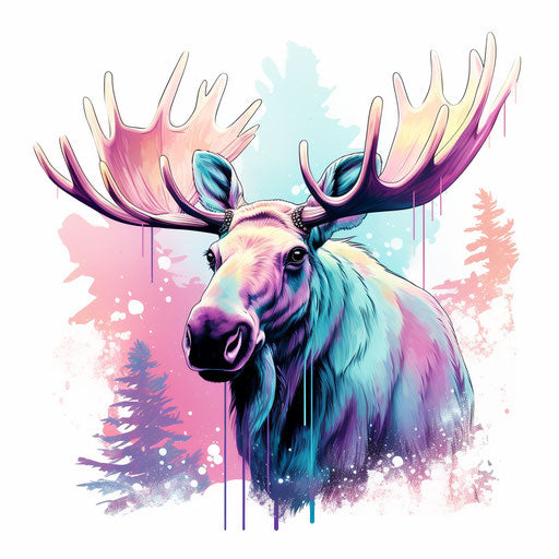 Moose Clipart in Pastel Colors Art Style Artwork: HD Vector & 4K