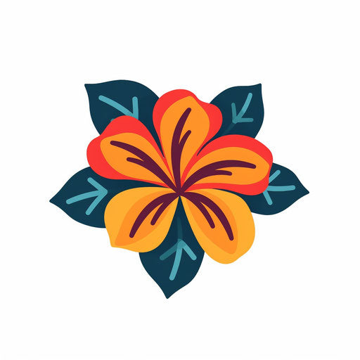 Ultra HD Hawaiian Flower Clipart in Minimalist Art Style Style