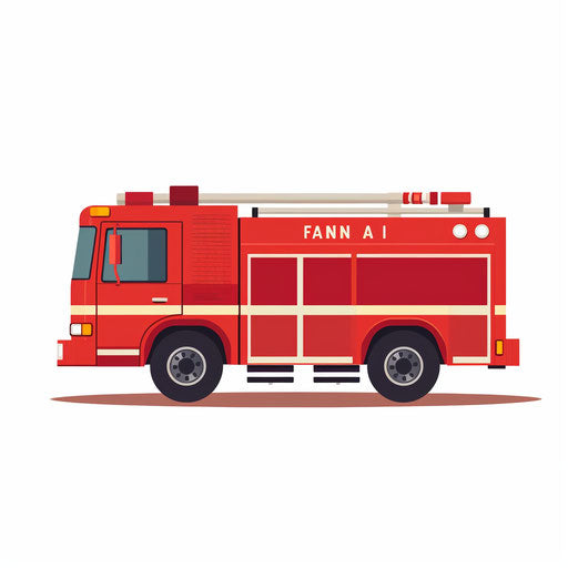 Fire Engine Clipart in Minimalist Art Style: 4K, Vector & SVG Clipart