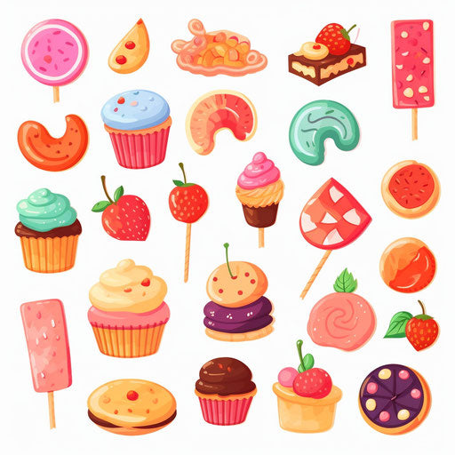 Sweets Clipart in Minimalist Art Style Vector Art: EPS, SVG, 4K