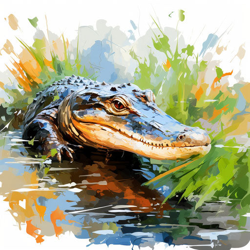 Ultra HD Alligator Clipart in Impressionistic Art Style Style