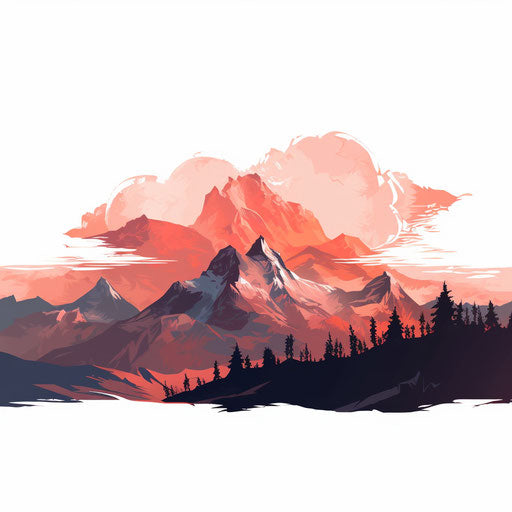 Mountain Silhouette Png Clipart in Oil Painting Style: High-Res Vector & 4K