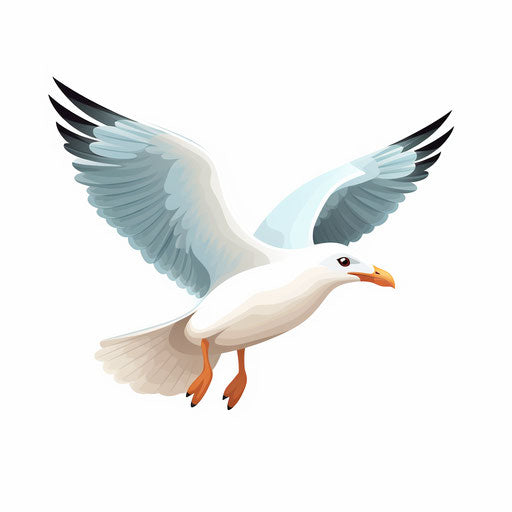 Seagull Image in Minimalist Art Style: Vector Clipart in 4K