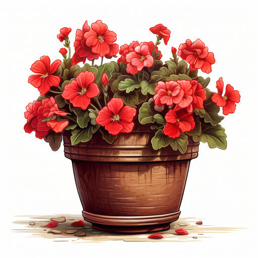 4K & Vector Flower Pot Clipart in Chiaroscuro Art Style