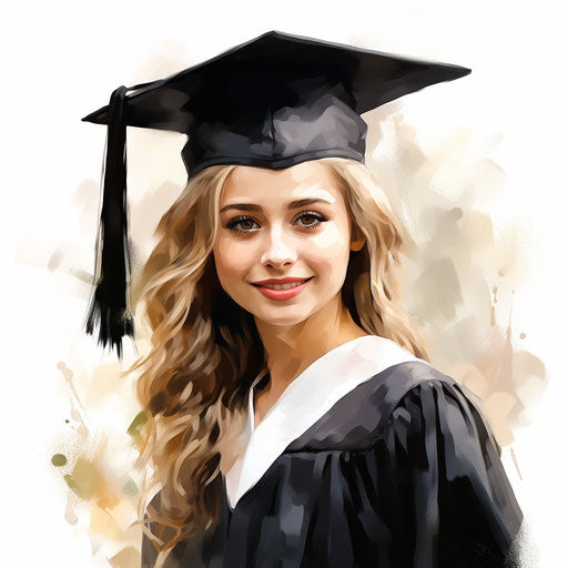 Graduation 2024 Clipart in Oil Painting Style Art: High-Res 4K & Vector