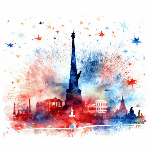 4K Vector Fourth Of July Clipart in Impressionistic Art Style
