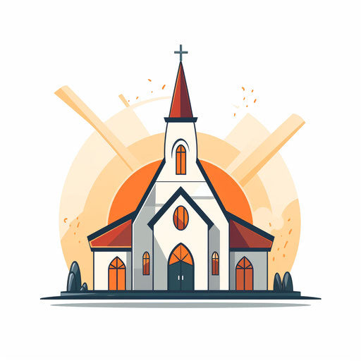Vector & 4K Church Clipart in Minimalist Art Style