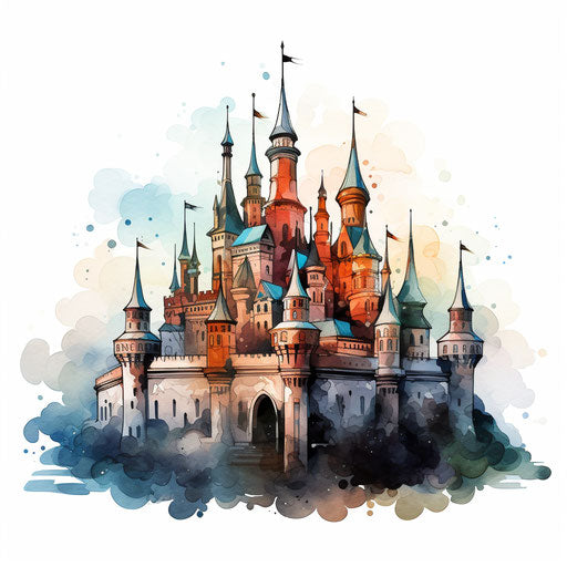 High-Res 4K Castle Clipart in Chiaroscuro Art Style