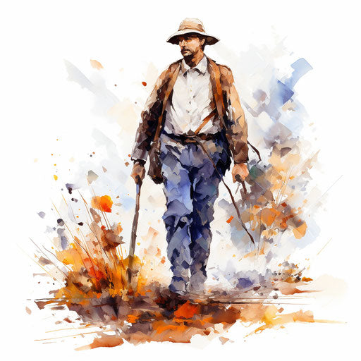 Walking Clipart in Oil Painting Style: High-Def Vector & 4K