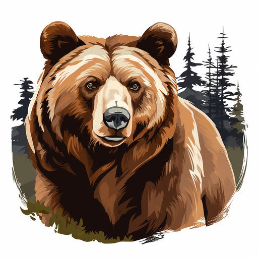 Brown Bear Clipart in Chiaroscuro Art Style Artwork: 4K Vector & PNG