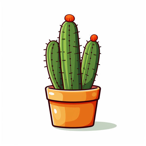 Cactus Clipart in Minimalist Art Style Graphics: High-Res 4K & Vector