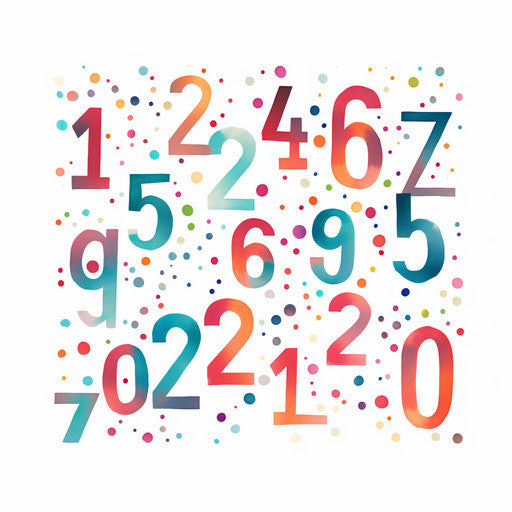 4K Vector Numbers Clipart in Minimalist Art Style