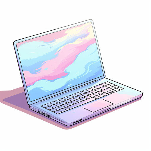 Laptop Clipart in Pastel Colors Art Style: Vector & 4K