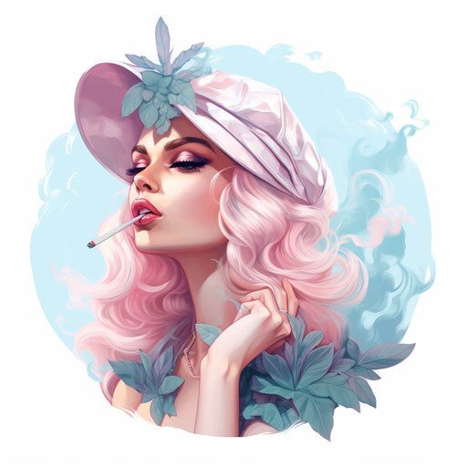 Ultra HD Smoking Clipart in Pastel Colors Art Style Style