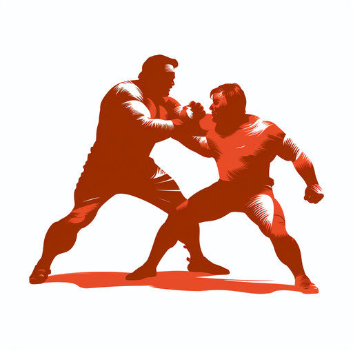 Wrestling Clipart in Minimalist Art Style: HD Vector & 4K