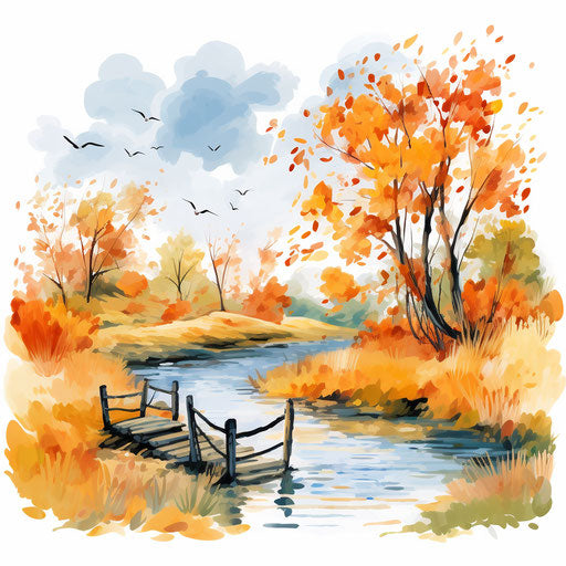 Ultra HD October Clipart in Impressionistic Art Style Style