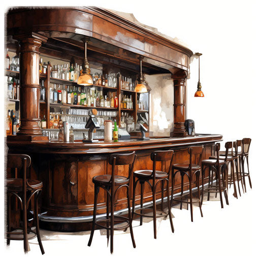 Bar Clipart in Oil Painting Style: Vector & 4K