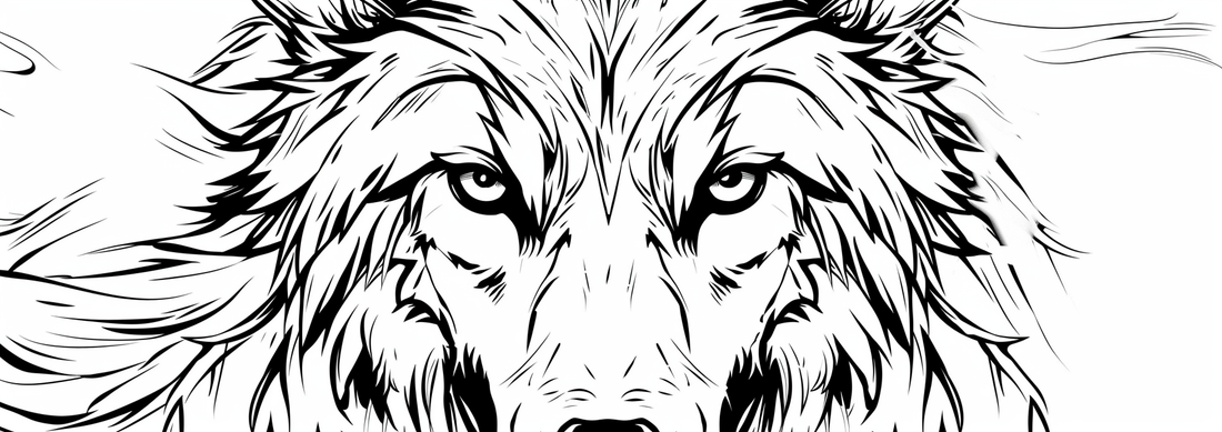 Banner of a wolf coloring page